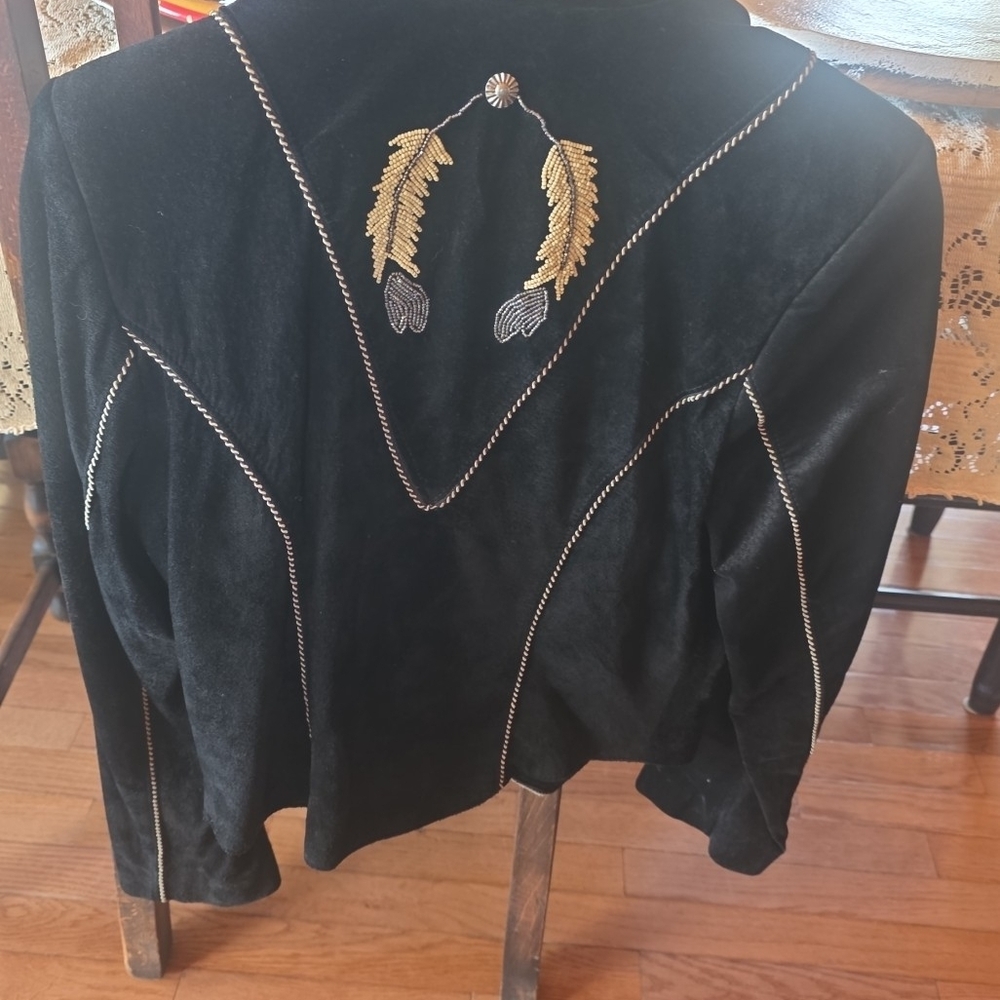 Black Jacket with Gold Leaf Embroidery